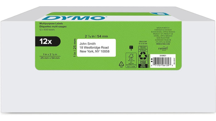 DYMO Authentic LW Multi-Purpose Labels for LabelWriter Label Printers, White, 1