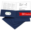 50 Packs of Two Pocket File Folders with Business Card Slot
