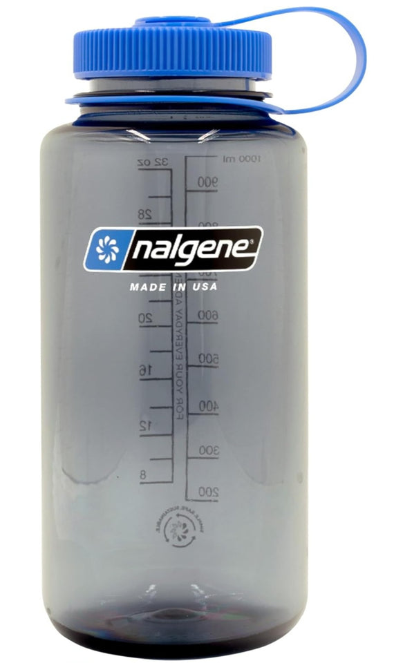 Sustain Tritan BPA-Free Water Bottle Made with Material Derived from 50% Plastic Waste, 32 OZ, Wide Mouth,Smoke Grey